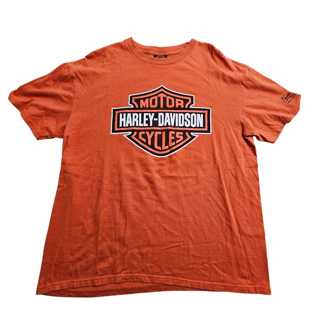 Harley-Davidson T-Shirt XL Orange Doc's Shawano Wisconsin Graphic Tee 5504